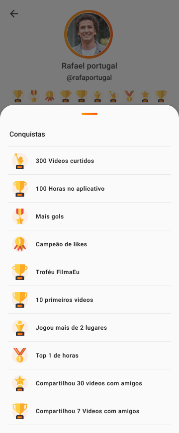 Tela de conquistas e troféus