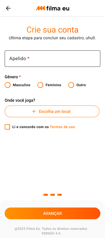 Etapa 3 do cadastro