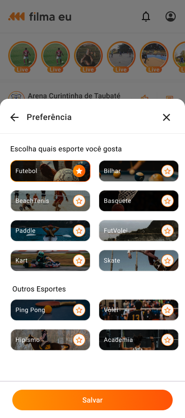 Preferências de esportes